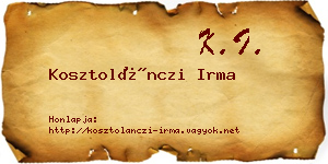 Kosztolánczi Irma névjegykártya